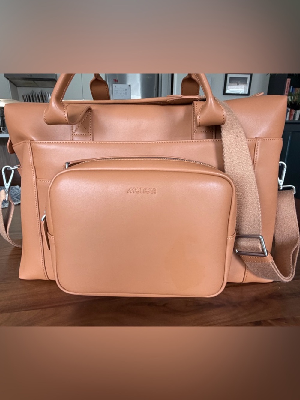 Monos Metro Duffel in Saddle Tan Vegan Leather
